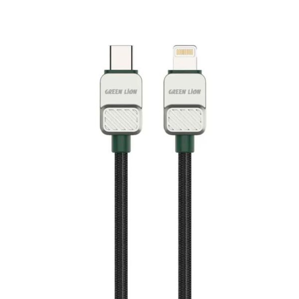 Green Lion USB C to Lightning Electroplated Braided Cable 1m 27W Black + Green - Eufy iraq