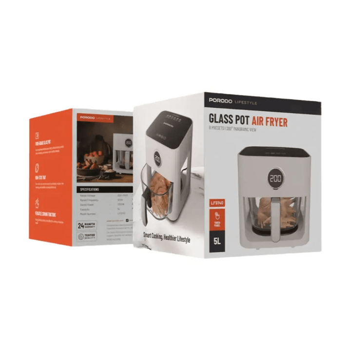 قلاية هوائية 5 لتر بوعاء زجاجي - بورودو لايف ستايل Porodo Lifestyle 5L Glass Pot Air Fryer - Eufy iraq