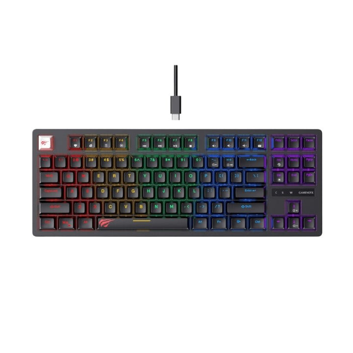 كيبورد الألعاب Havit KB892L الميكانيكي تصميم TKL مدمج، سويتشات Blue Clicky، وموثوقية 50 مليون ضغطة - Eufy iraq