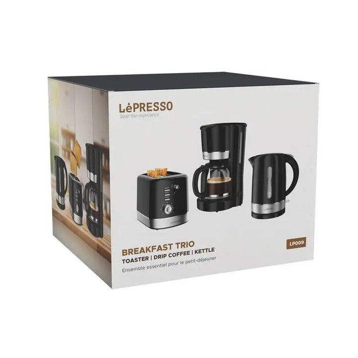 LePresso Breakfast Set 2 Slice Toaster, 1.7L Kettle and Drip Coffee Maker - Black - Eufy iraq