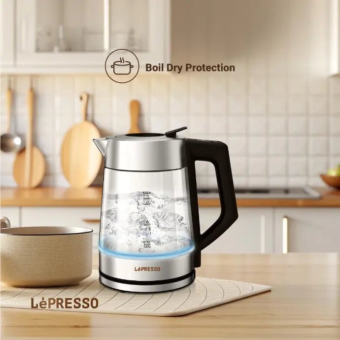LePresso Multi - Temperature Illuminated Glass Kettle - Black - Eufy iraq