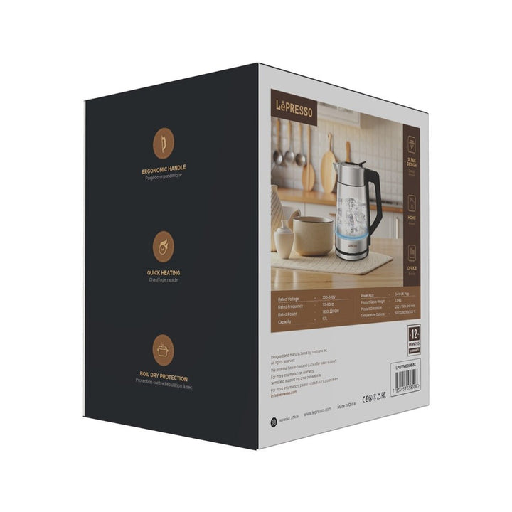 LePresso Multi - Temperature Illuminated Glass Kettle - Black - Eufy iraq