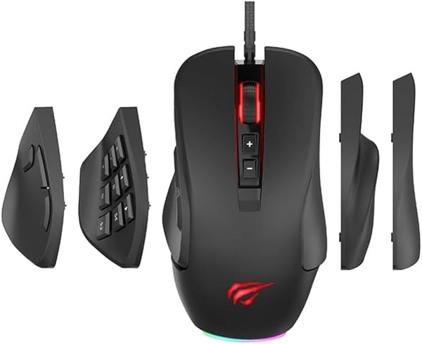 ماوس الألعاب Havit MS900 السلكي (RGB) دقة 12,000DPI ، لوحة جانبية قابلة للاستبدال، ونظام وزن مخصص - Eufy iraq