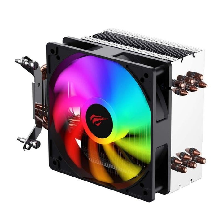 مبرد المعالج الهوائي Havit F2005 (Air CPU Cooler) قوة تبريد قصوى 200 واط مع 6 أنابيب نحاسية وإضاءة RGB - Eufy iraq