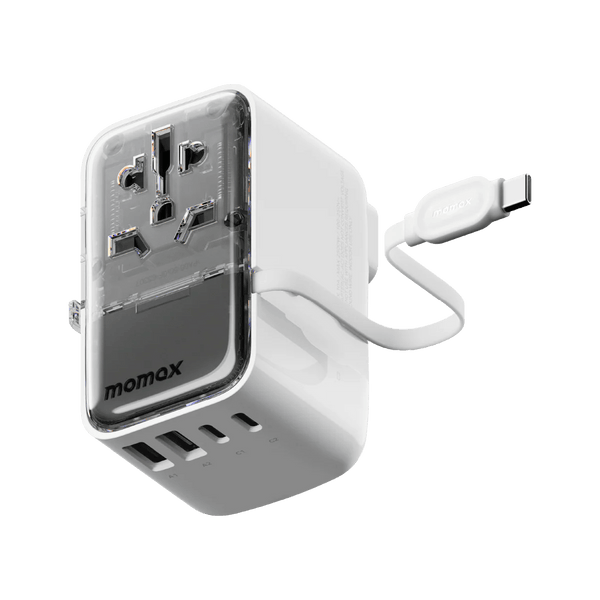 Momax 1 - World+ Flow 4 - Port Travel Charger With Built - In USB - C Cable 35W - Eufy iraq