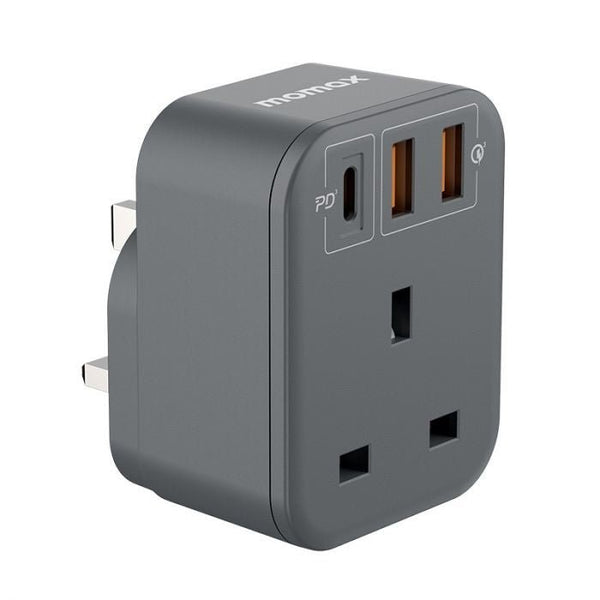 Momax ONEPLUG 1 - Outlet Extension Socket With USB Space Grey | US10UKE - Eufy iraq