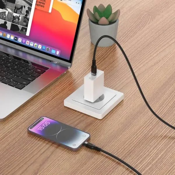 Porodo Alum. Alloy Braided Cable Type - C to Lightning 30W 1.2m – Black - Eufy iraq