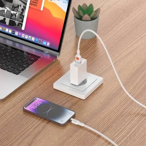 Porodo Alum. Alloy Braided Cable USB to Lightning 1.2m – White - Eufy iraq