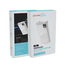 Porodo Blue 20000mAh Powerbank Type - C USB A and Micro with Digital Display - White - Eufy iraq