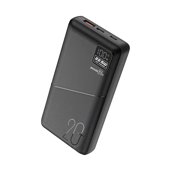 Porodo Blue 20000mAh Powerbank Type - C USB A and Micro with Digital Display - White - Eufy iraq