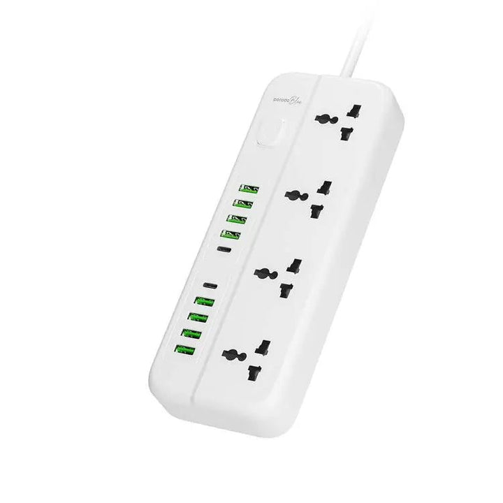 Porodo Blue 4 AC Power Socket With 2Type - C, 8USB - A (3m wire) Uk – White - Eufy iraq