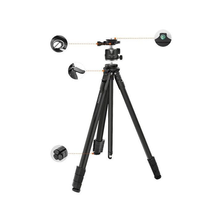 Porodo Flexible Foldable and Extendabl Tripod Stand   -  Black - Eufy iraq