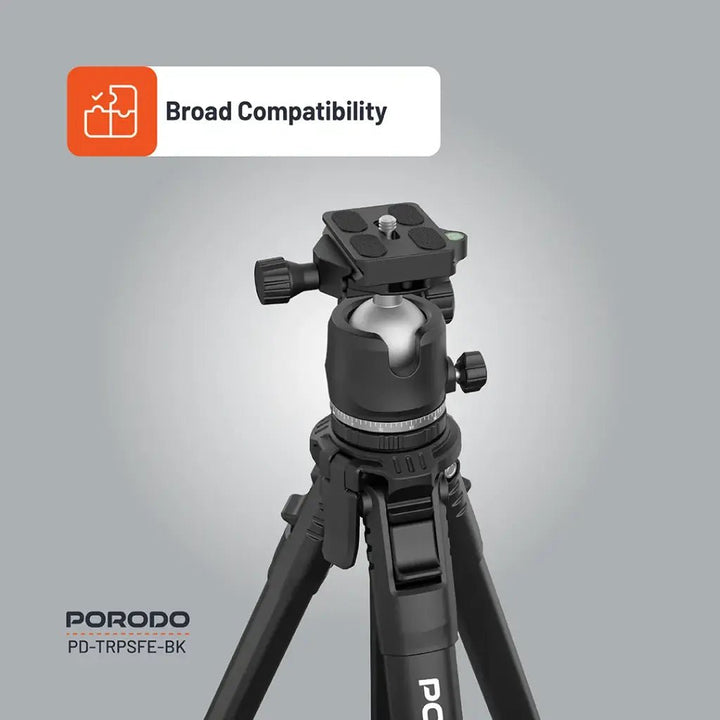 Porodo Flexible Foldable and Extendabl Tripod Stand   -  Black - Eufy iraq