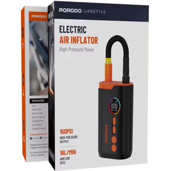 Porodo Lifestyle 55W Portable Tire Inflator 150 PSI with 4 Modes and Digital Display منفاخ اطارات - Eufy iraq