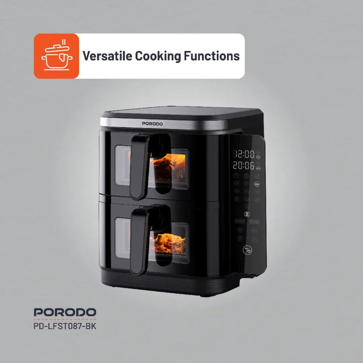 Porodo Lifestyle Double Stack Air Fryer with 12 Presets - Black - Eufy iraq