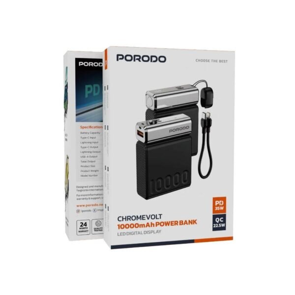 Porodo Power Bank 10000mAh/7.7V/38.5Wh (2pcs battery cells) – Black - Eufy iraq