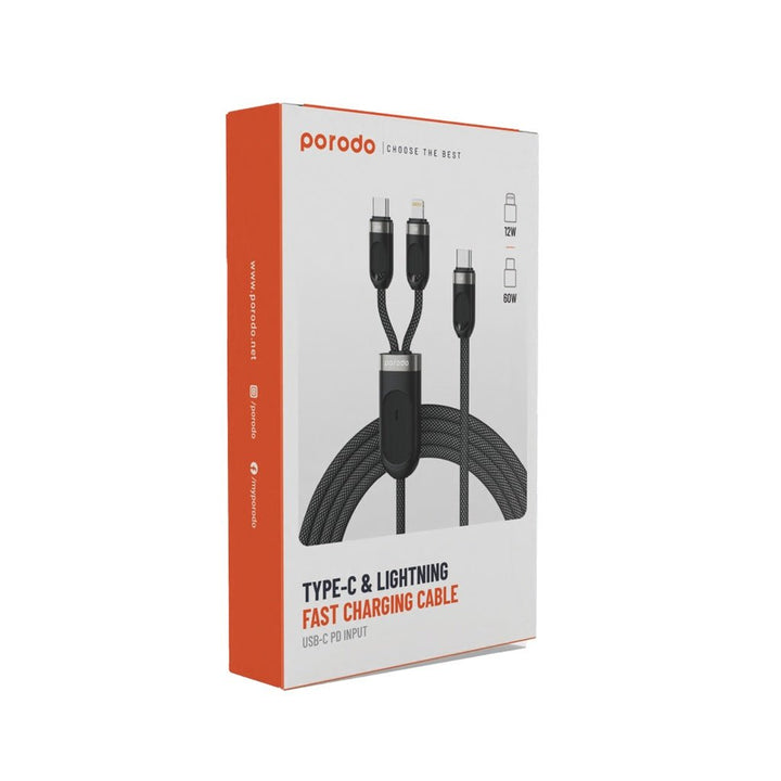 Porodo Type - C & Lightning Fast Charging Cable - Black - Eufy iraq