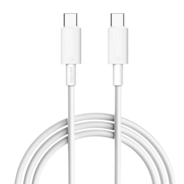 Porodo Type - C to C PVC Cable 3m – White - Eufy iraq