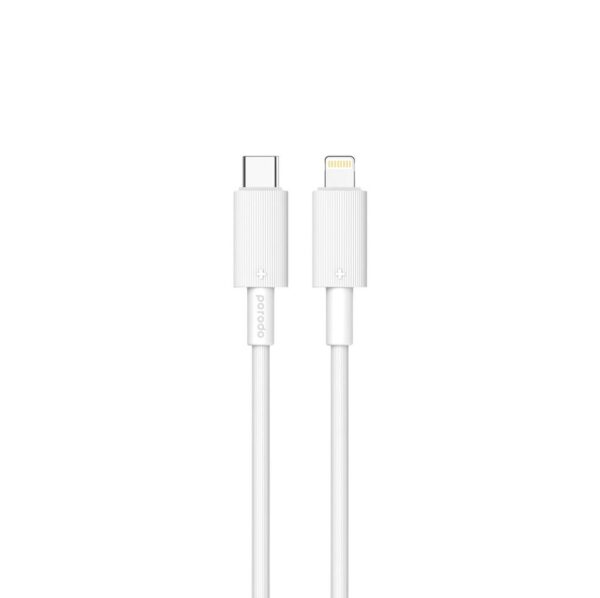 Porodo Type - C to Lightning PVC Cable 1.2m – White - Eufy iraq