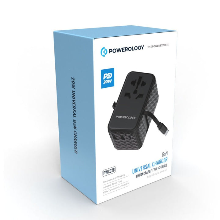 Powerology GaN Universal Charger Retractable Type - C Cable - Eufy iraq
