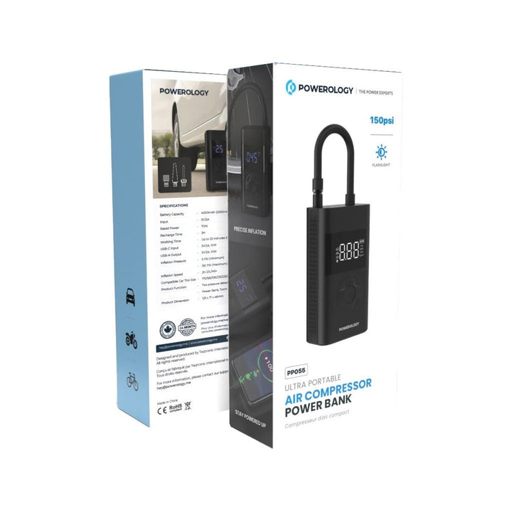 Powerology Ultra Portable Air Compressor Power Bank - Black - Eufy iraq