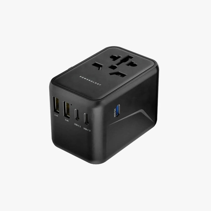 Powerology Universal Multi - Port Travel Adapter PD 65W ( 3X Type - C / 2X USB - A Ports ) – - Eufy iraq