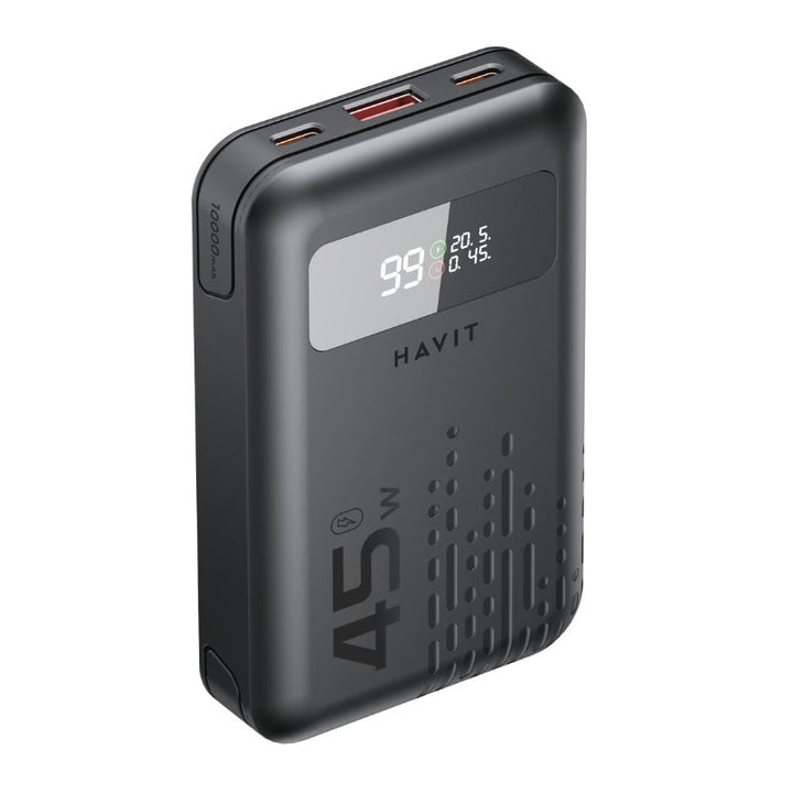 شاحن الطوارئ Havit PB5211 ( 10,200mAh , 45W ) - مع كابلات مدمجة أداء 45W ، تصميم مدمج، وكابلات USB - C و Lightning مدمجة - Eufy iraq