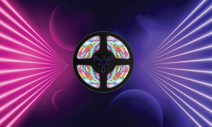 شريط إضاءة RGB تفاعلي مع الصوت من بورودو | 5 متر | ريموت 44 زر Porodo Blue Sound Reactive RGB LED Strip Light | 16.4 Ft | 44 - Key Remote - Eufy iraq