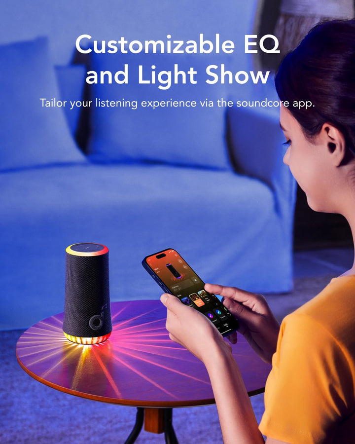 Soundcore Glow Portable Speaker with 30W 360° Sound, Synchronized Radiant Light - Eufy iraq