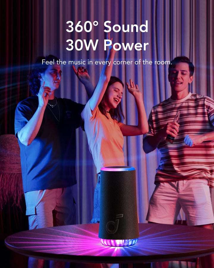 Soundcore Glow Portable Speaker with 30W 360° Sound, Synchronized Radiant Light - Eufy iraq