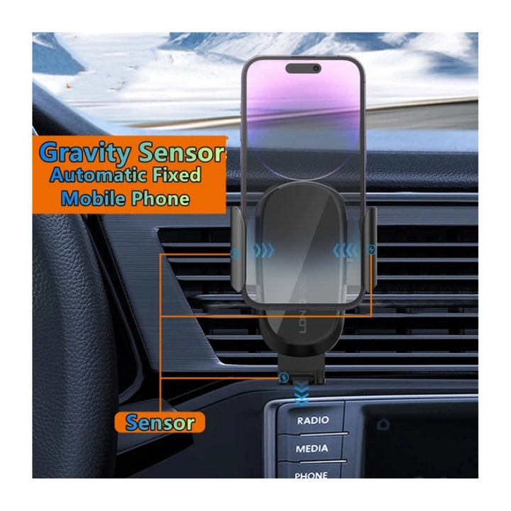 ستاند سيارة وشاحن لاسلكي Havit W3034 حامل شحن Qi بقوة 15W مع قفل وفتح آلي لفتحة التهوية - Eufy iraq