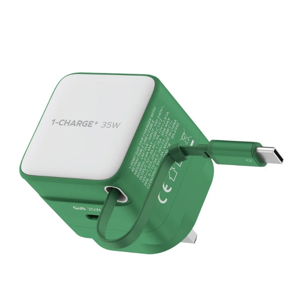 Momax CHARGE & Port GaN 35W charger with Retractable USB-C Cable(USB-C Port x 1, USB-C Cable x 1)